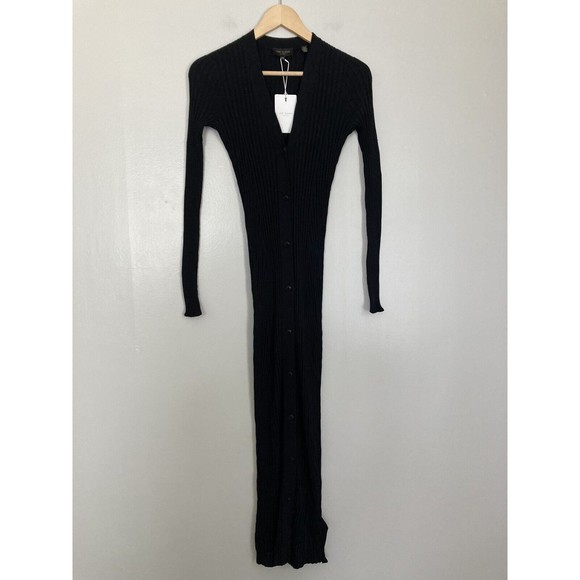 NEW Ted Baker Nardaa Longline Cardigan Dress Ribbed MEDIUM Black Viscose - Picture 2 of 16